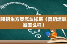 舞蹈培训班招生方案怎么样写（舞蹈培训班招生方案怎么样）